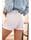 High-waisted denim shorts, white 6200 - Online store - Boutique